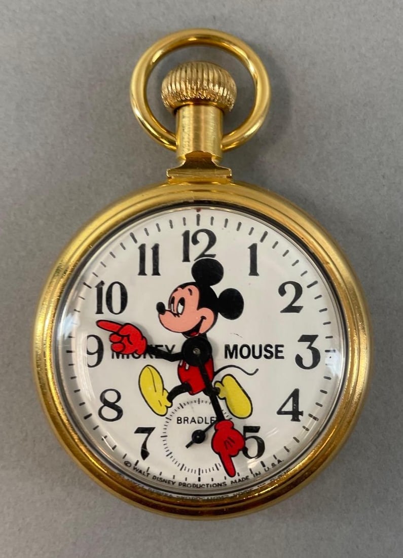 Bradley Mickey Mouse Locomotive Open Face Pocket Watch (1 of 2)