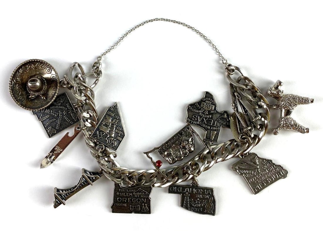 Sterling Silver Link Chain Charm Bracelet (1 of 3)