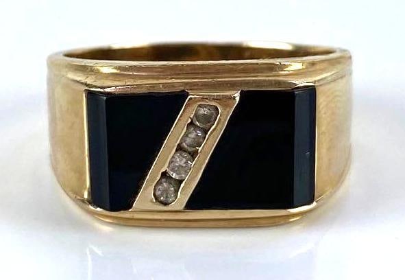 14K Gold Onyx and Diamond Ring (1 of 5)