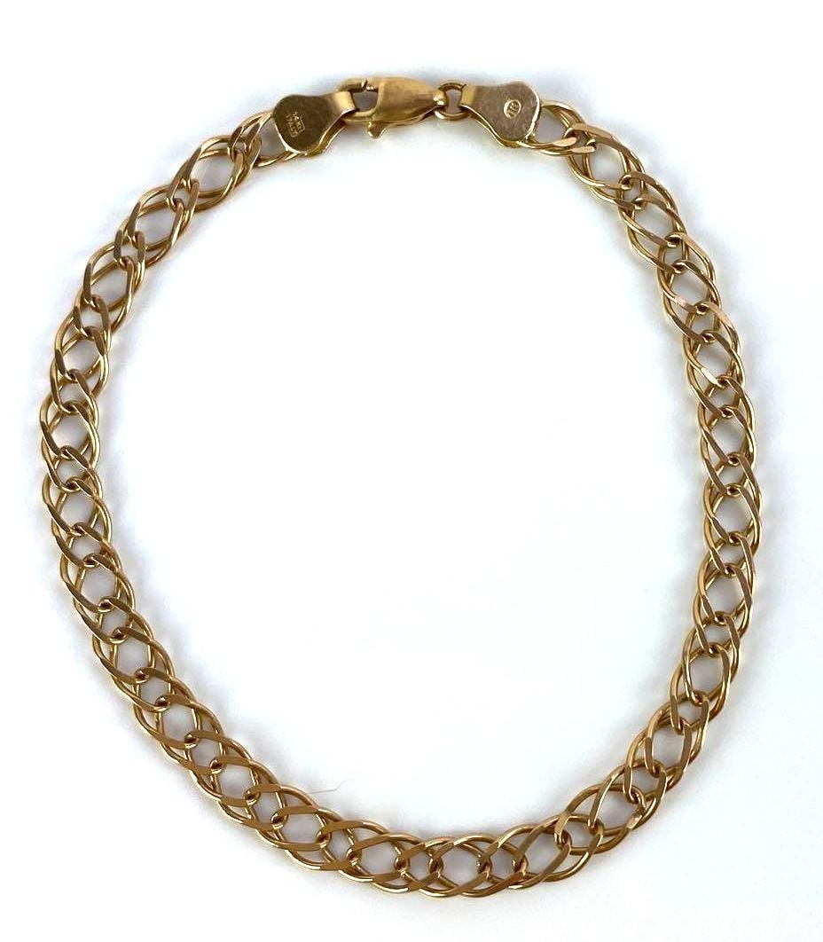 14K Gold Double Link Chain Bracelet (1 of 4)