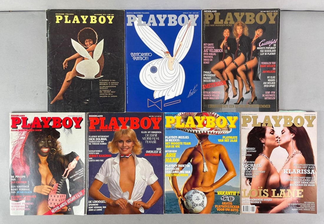Group of 7 International Playboy Magazines (1 of 3)