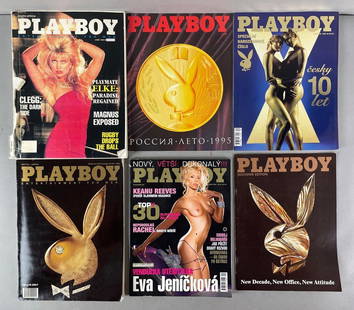 Group of 6 International Playboy Magazines: Includes South Africa, Russia, and Czech. Measures 11 x 8 1/4 inches