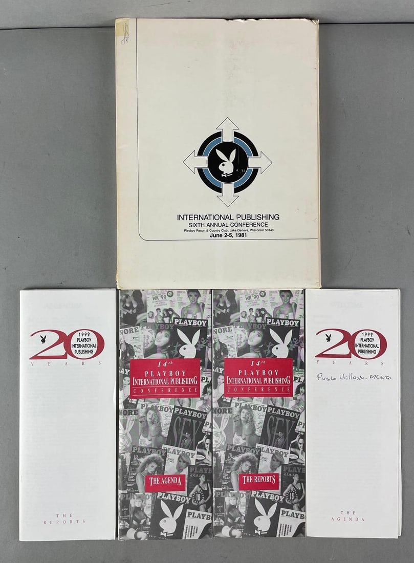 Playboy International Publishing Conference Ephemera: Includes 1981 and 1992, and more. Folder measures 12 x 9 1/4 inches