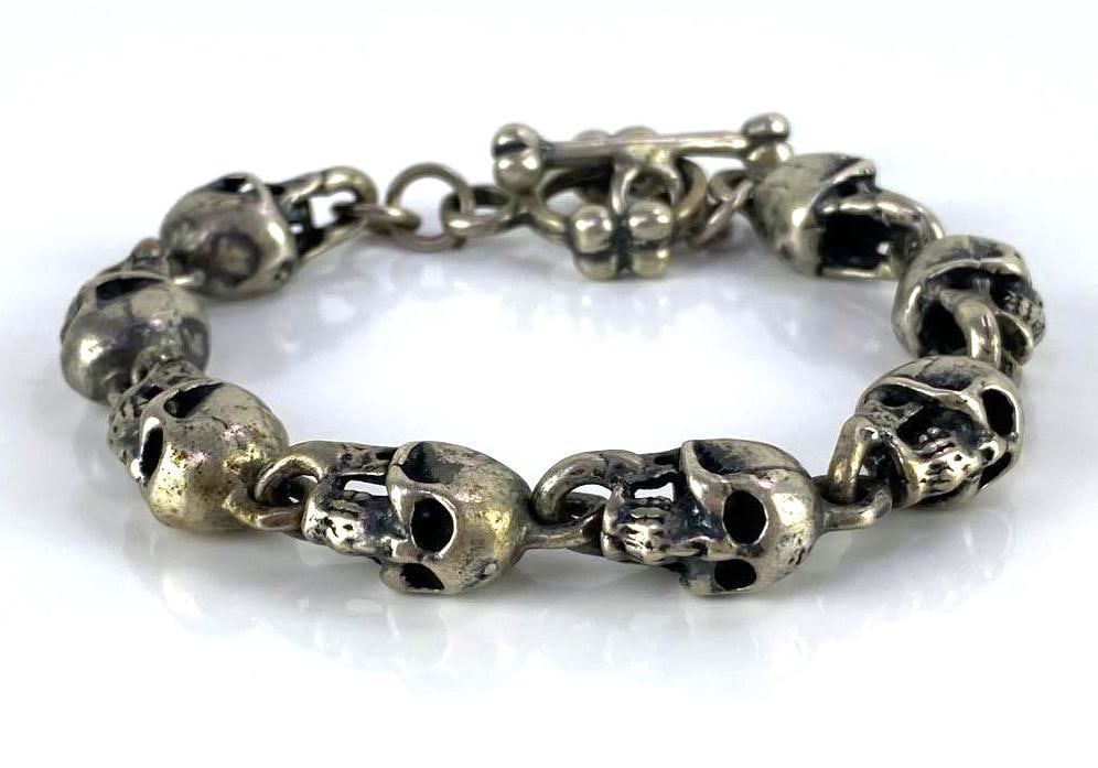 Sterling Silver Skull Bracelet (1 of 4)