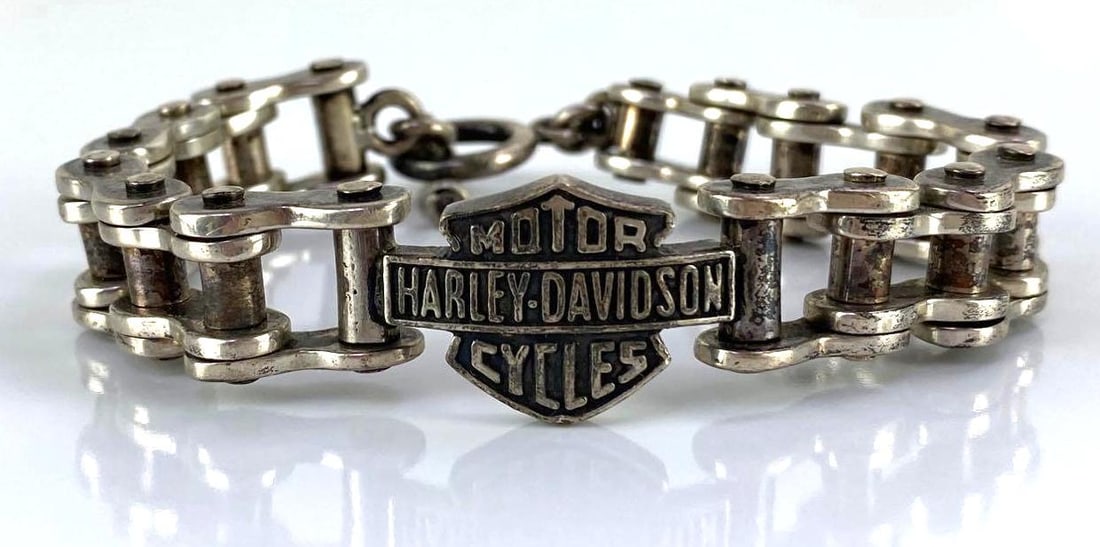 Sterling Silver Harley Davidson Bike Chain Bracelet (1 of 3)