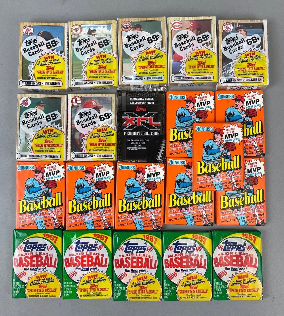 Group of 20 1987-90 Baseball Unopened Packs and 2001 XFL Pack (1 of 2)