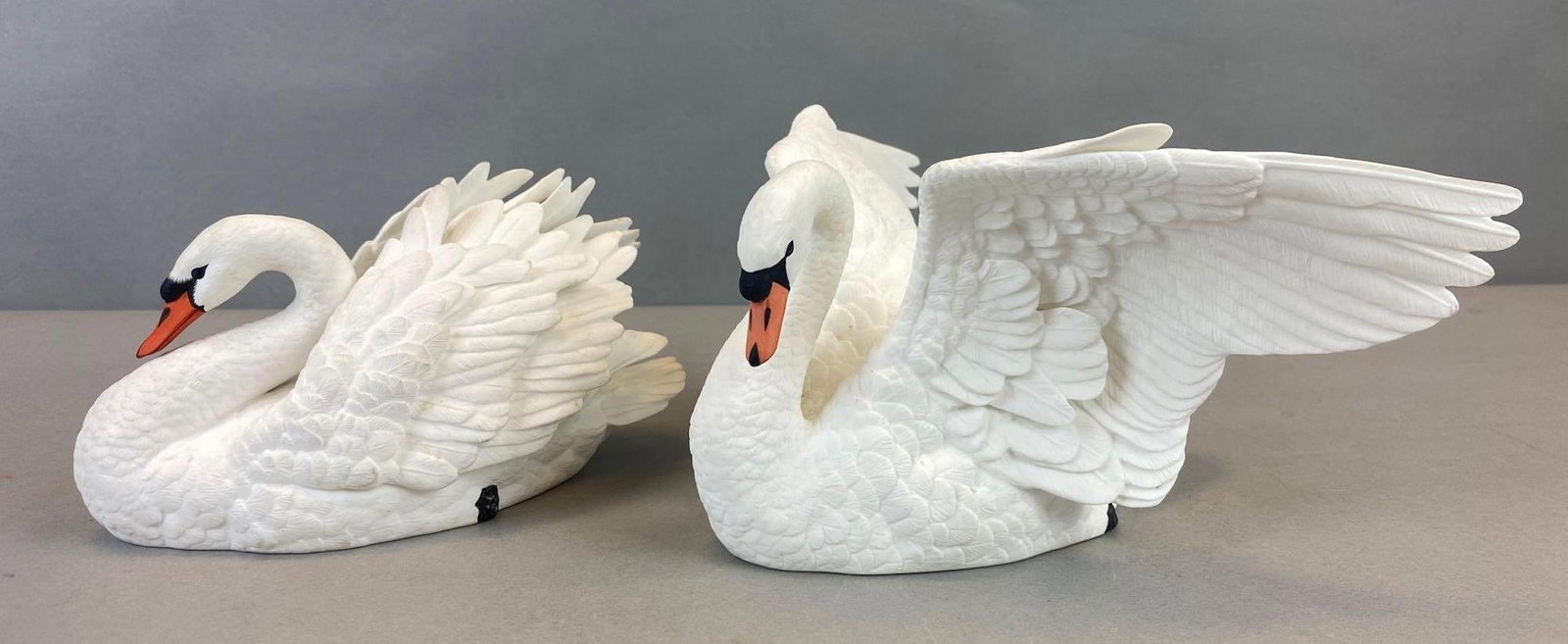 Group of Lenox Fine Porcelain and Fine Bone China Swans: The Majestic Swan and The Graceful Swan, Majestic Swan measures 5 x 10 1/2 x 8 inches.
