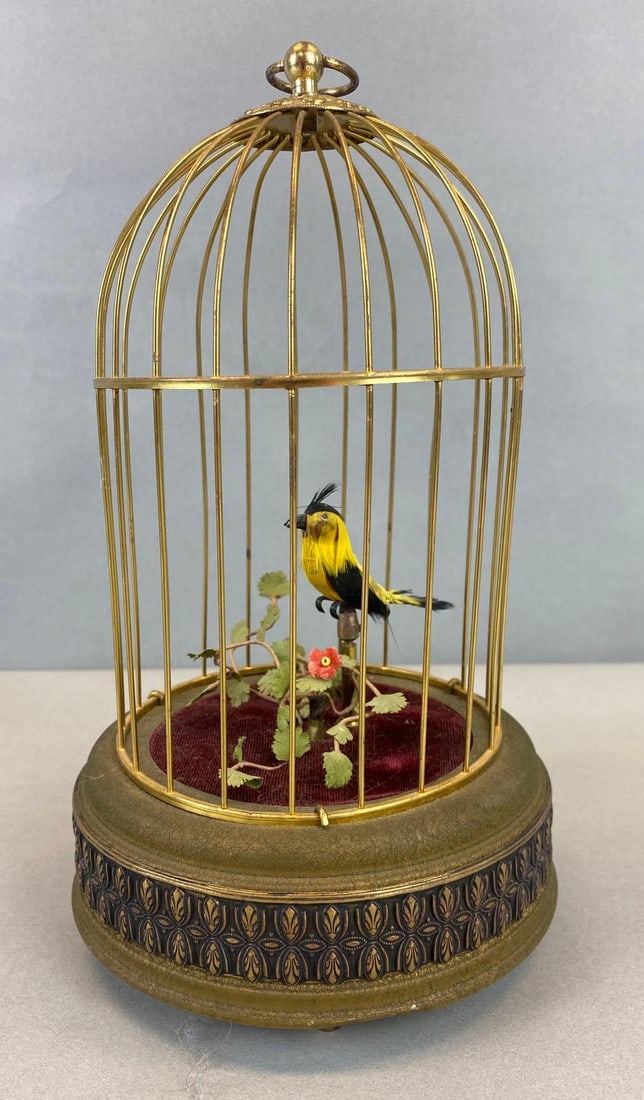 Antique Windup Singing Bird in Birdcage Automaton (1 of 3)