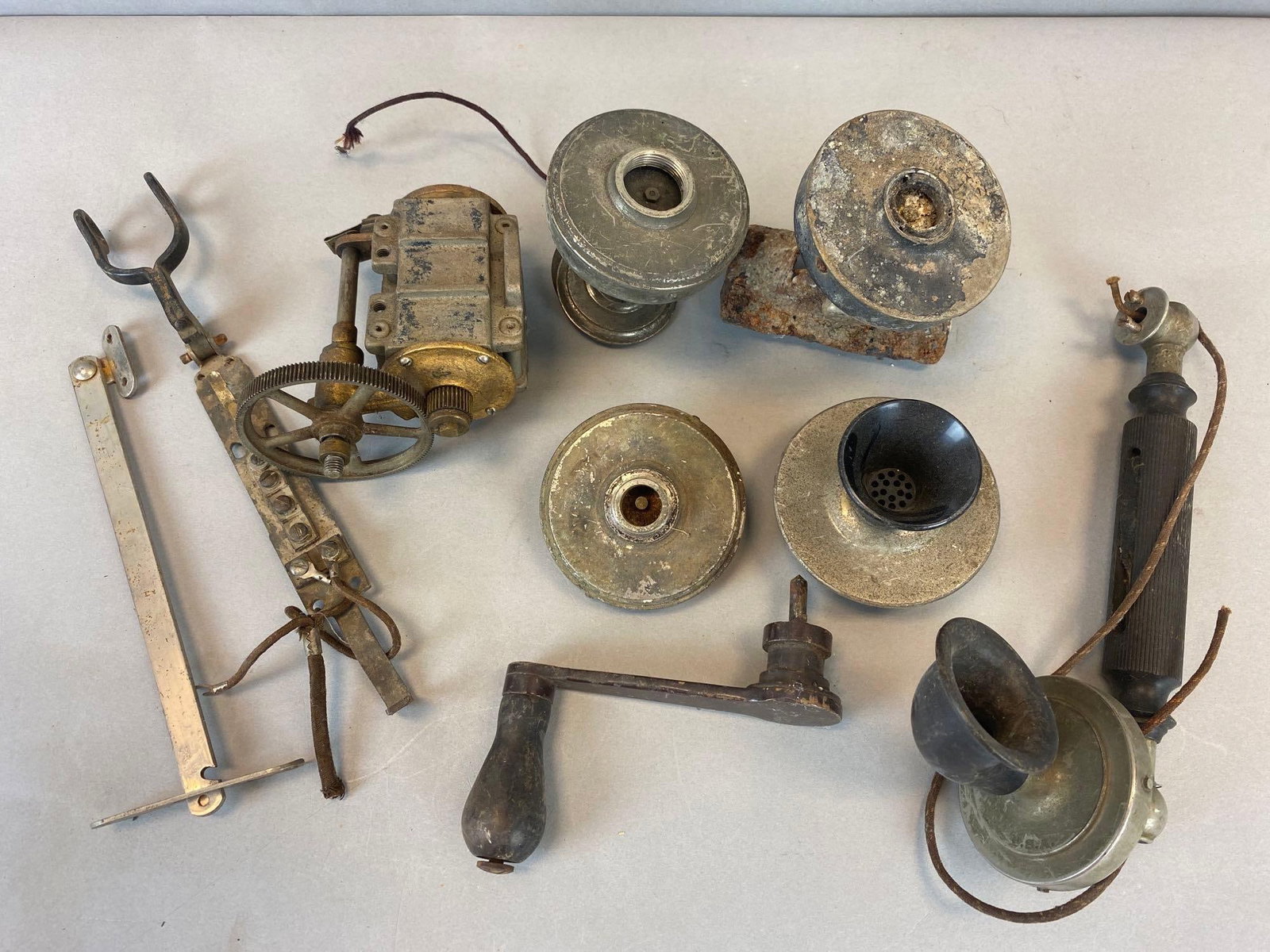 Group of Antique Telephone Parts: Crank and More
