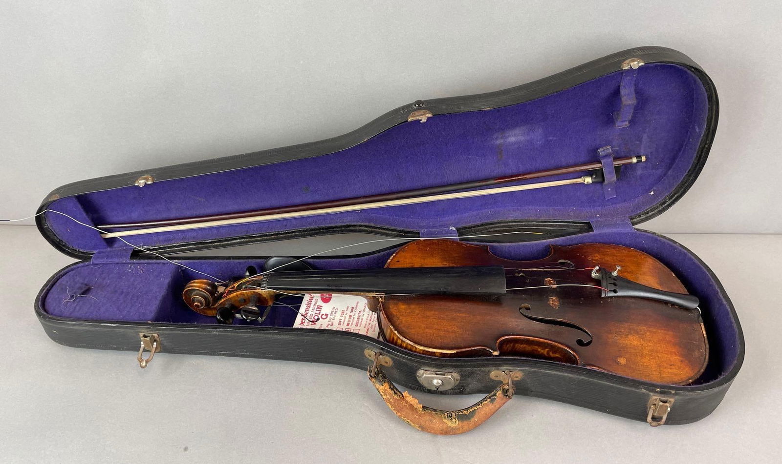 Antique Stradivarius Copy Carved Violin with Case (1 of 9)