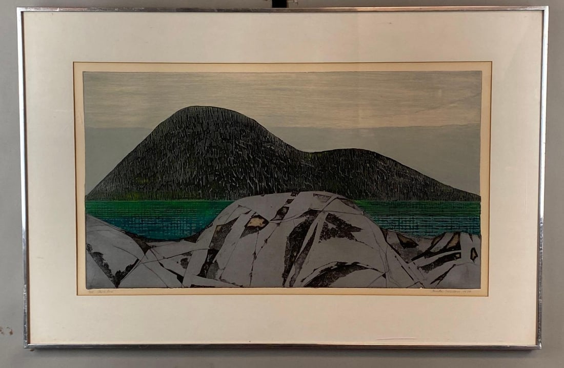 1970 Benita Sanders Shoreline Etching on Paper (1 of 4)