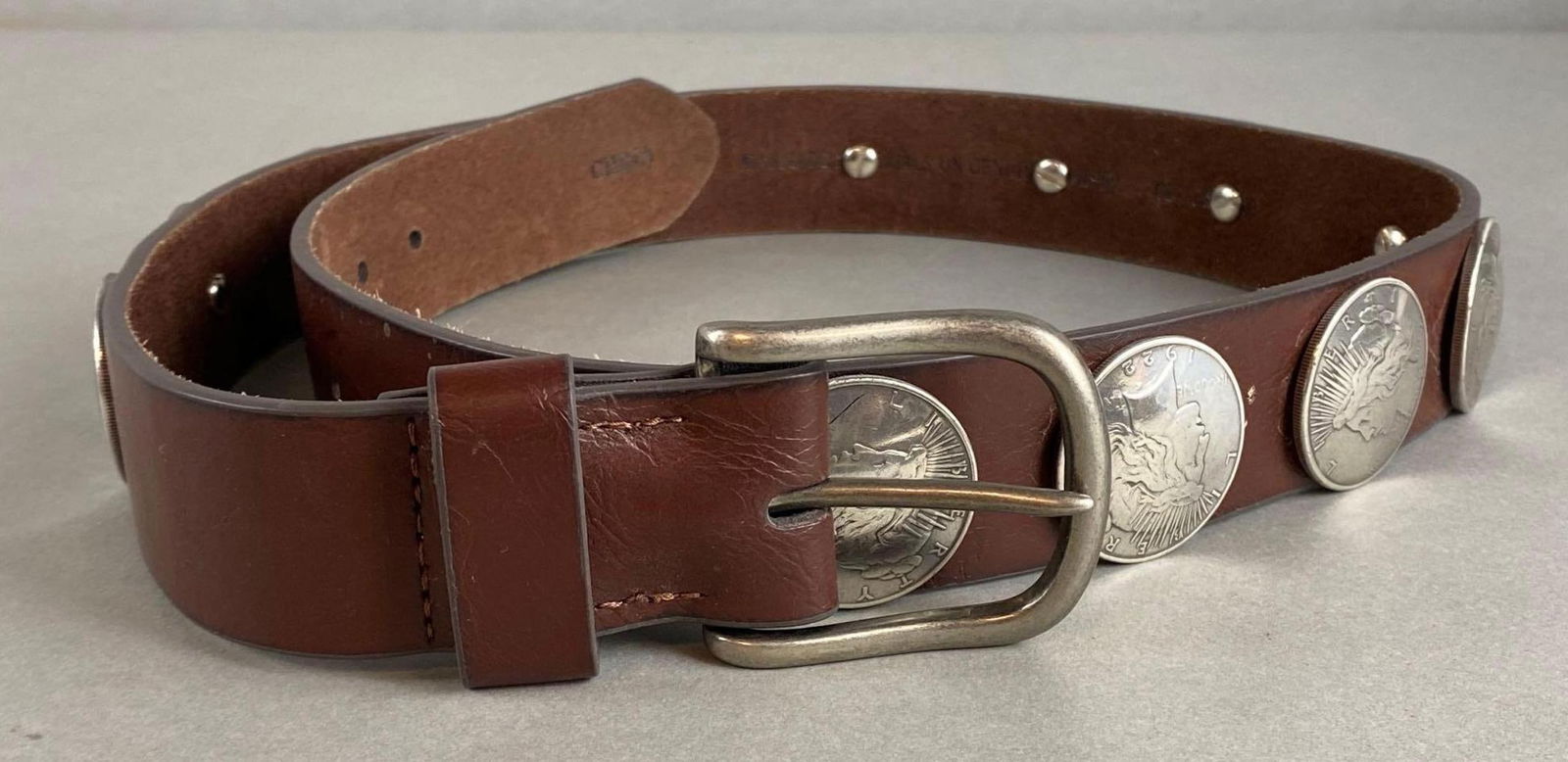 Mens Leather 1922 Peace Dollar Belt (1 of 5)
