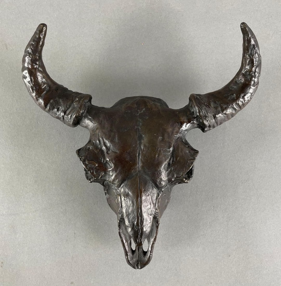 Limited Edition Gary Schildt Bronze Bison Skull Paperweight (1 of 5)