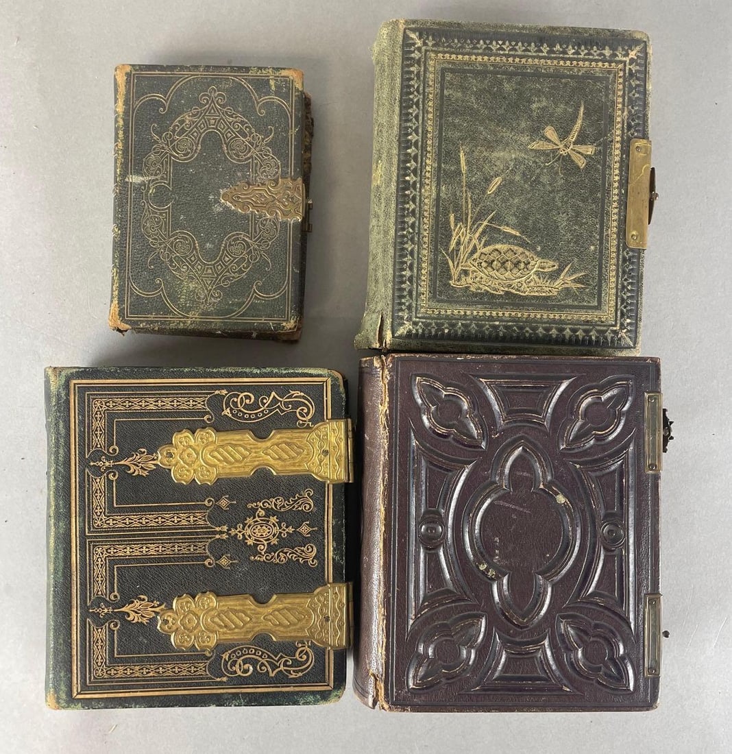 Group of 4 Antique Leather Bound Photo Albums (1 of 8)