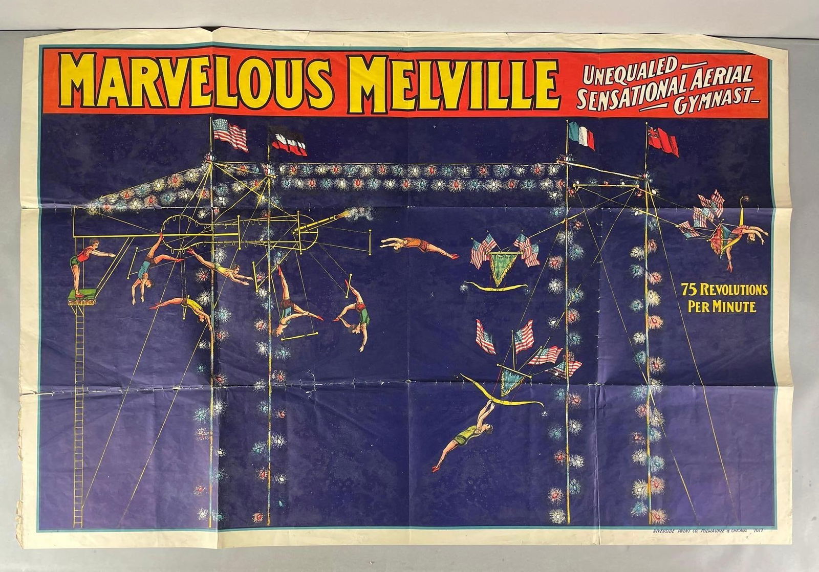 Antique Marvelous Melville Unequaled Sensational Aerial Gymnast Poster (1 of 5)