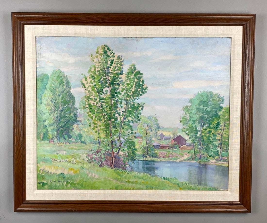 Karl Albert Buehr American (1866 - 1952) Countryside Impressionist Landscape Oil Painting on Board (1 of 4)
