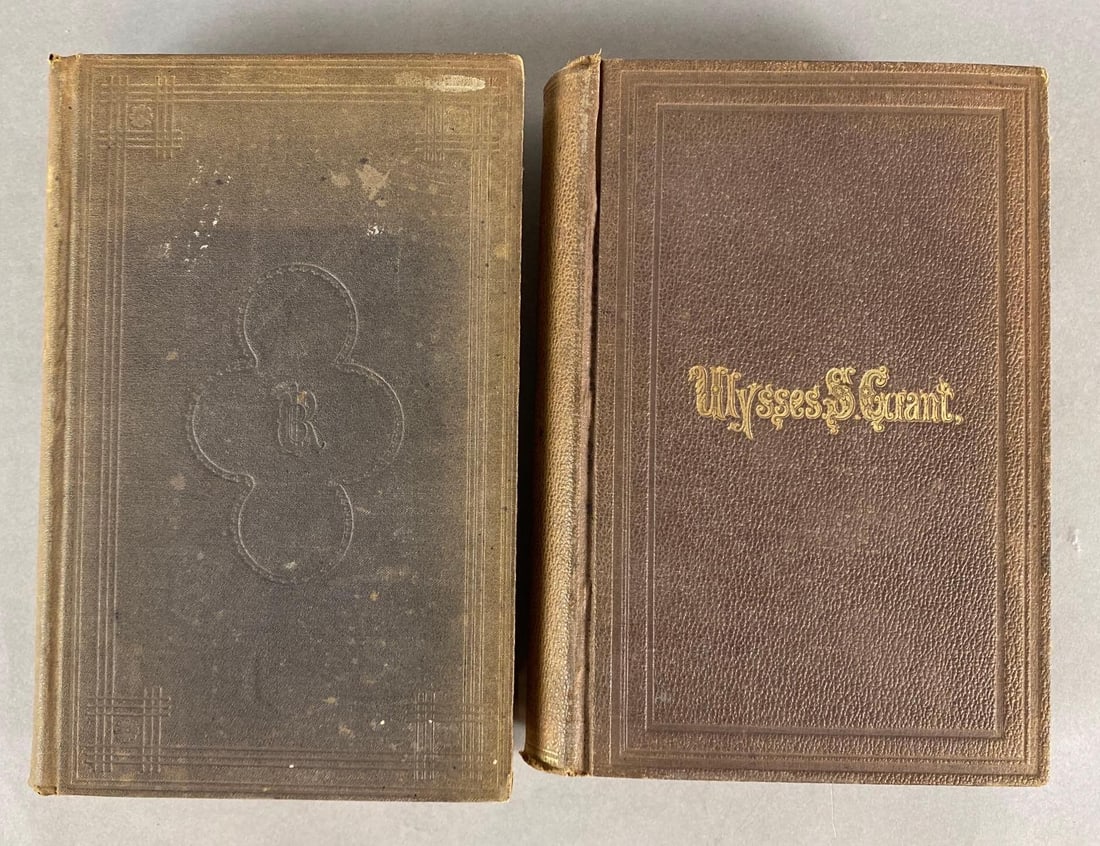 Group of 2 1860s Ulysses S. Grant Hardcover Books: Includes 1866 Henry Coppee A.M., Grant and His Campaigns: A Military Biography, and Albert D. Richardson, Personal History of Ulysses S. Grant, Both with some loose pages, Largest measures 9 1/2 x 6 1