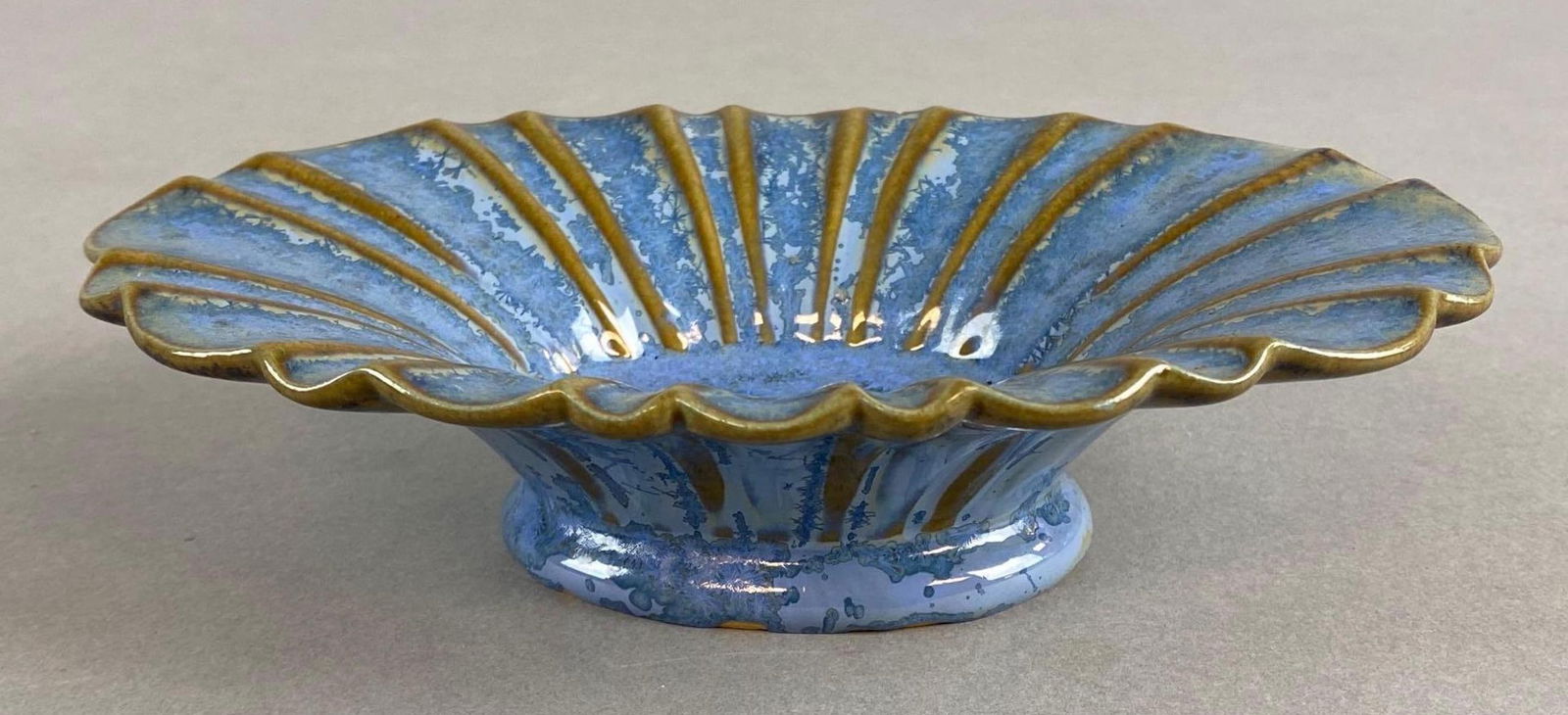 Fulper Blue Glaze Art Pottery Scalloped Trinket Dish (1 of 5)