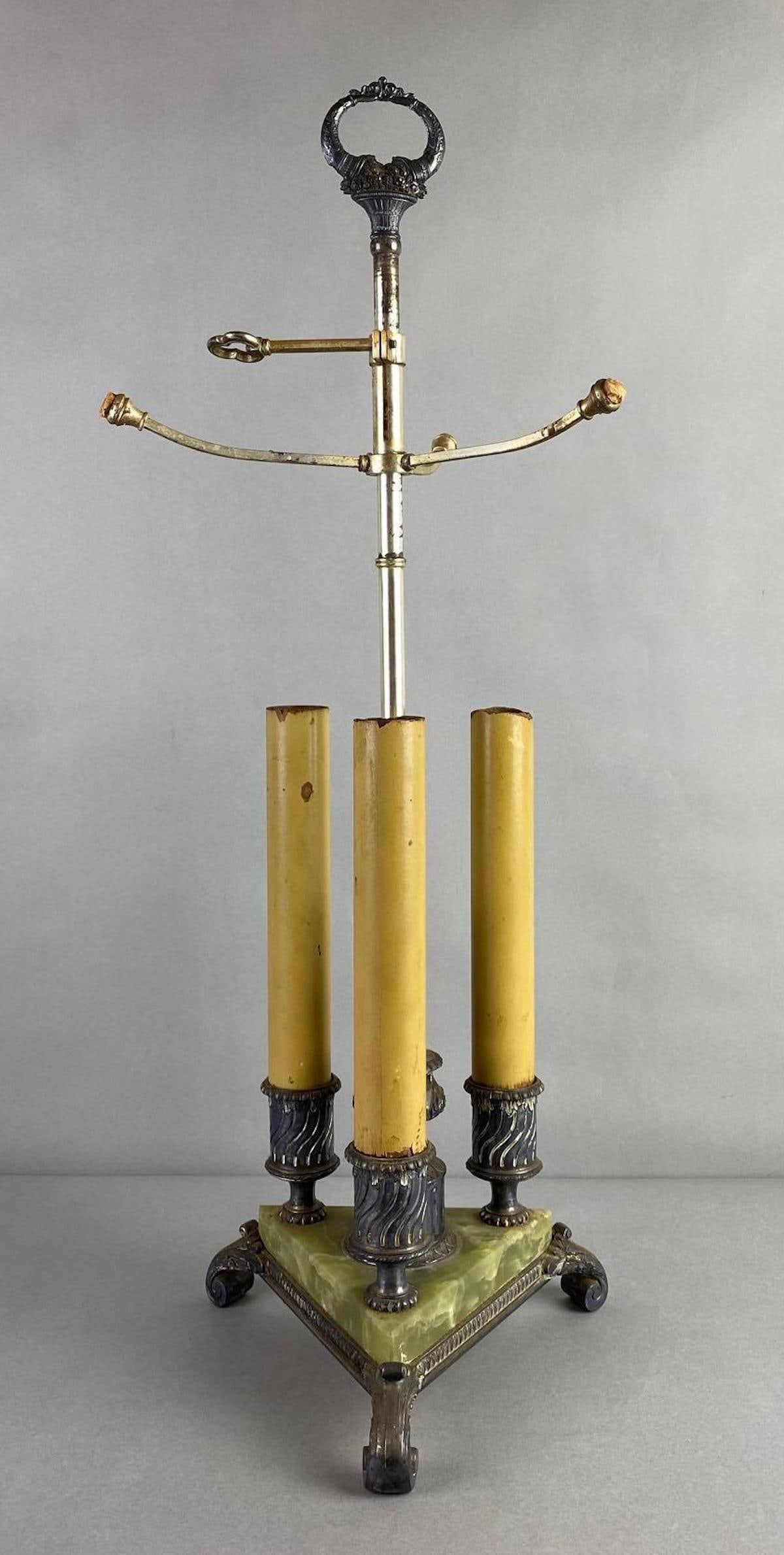 Antique Pairpoint Directoire Style Metal and Marble Lamp Base (1 of 8)