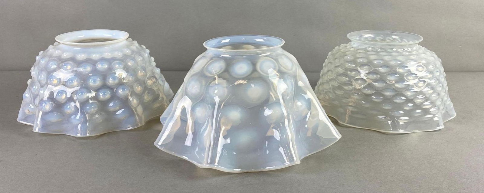 Group of 3 Vintage Hobnail Opalescent Glass Gas Light Shades (1 of 5)