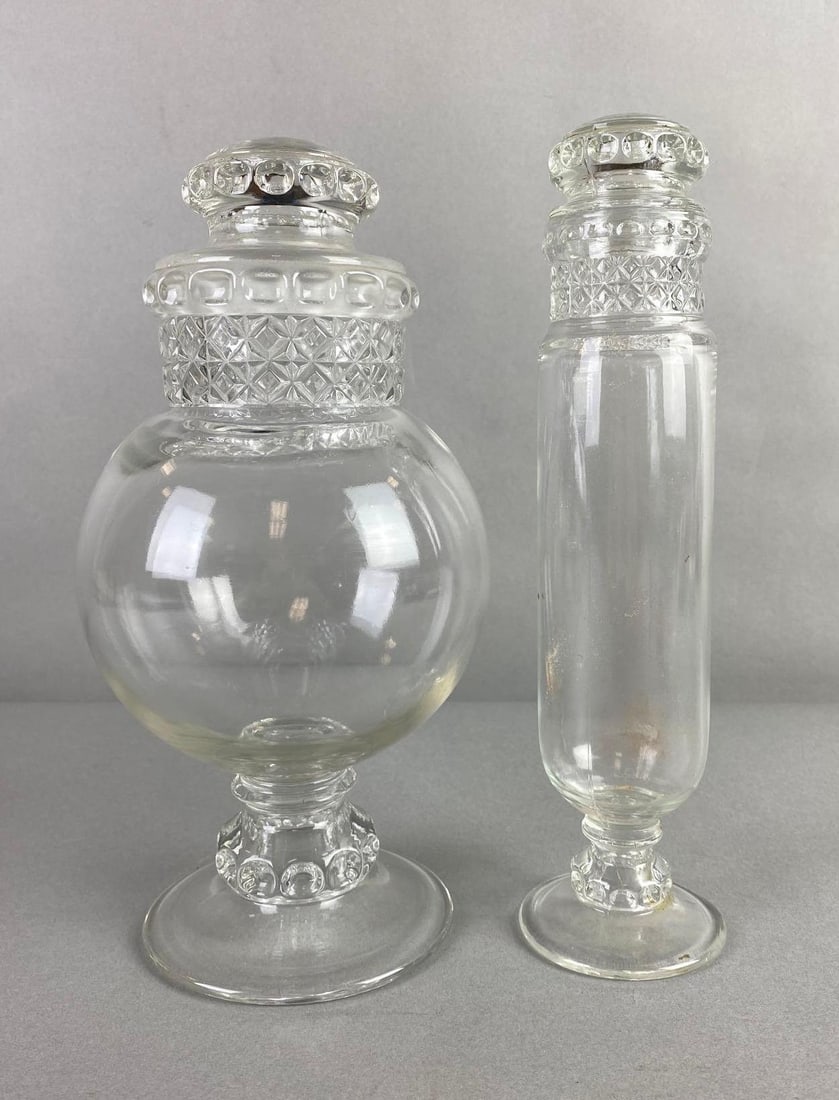 Group of 2 Antique Clear Glass Candy Jars (1 of 5)
