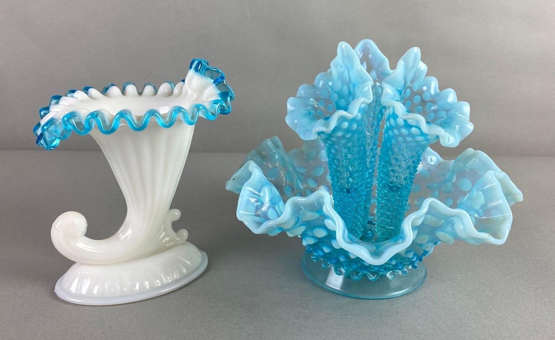 Group of 2 Vintage Fenton Ruffle Edge Art Glass Items (1 of 9)