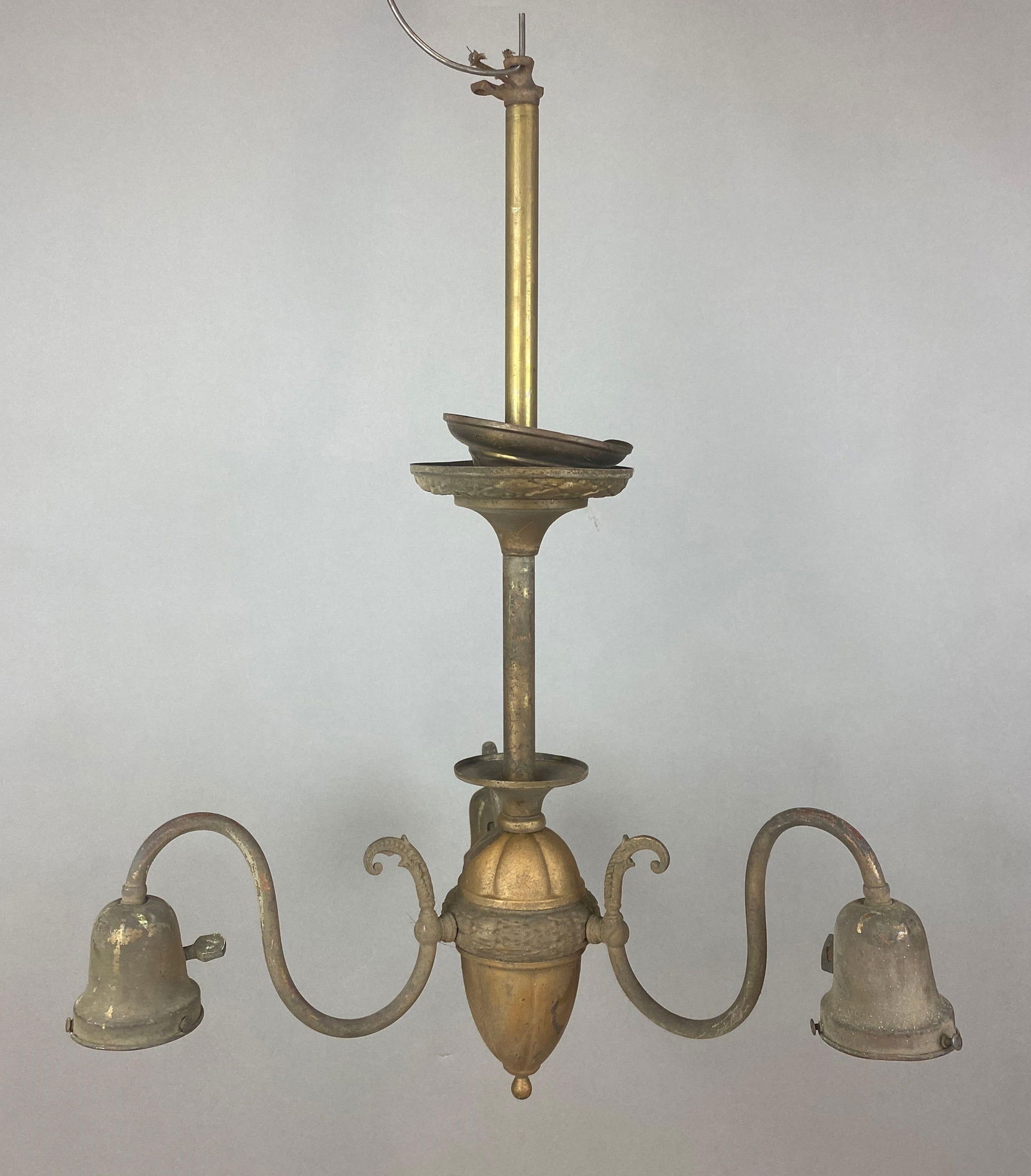 Antique Brass 3 Arm Electric Chandelier (1 of 5)
