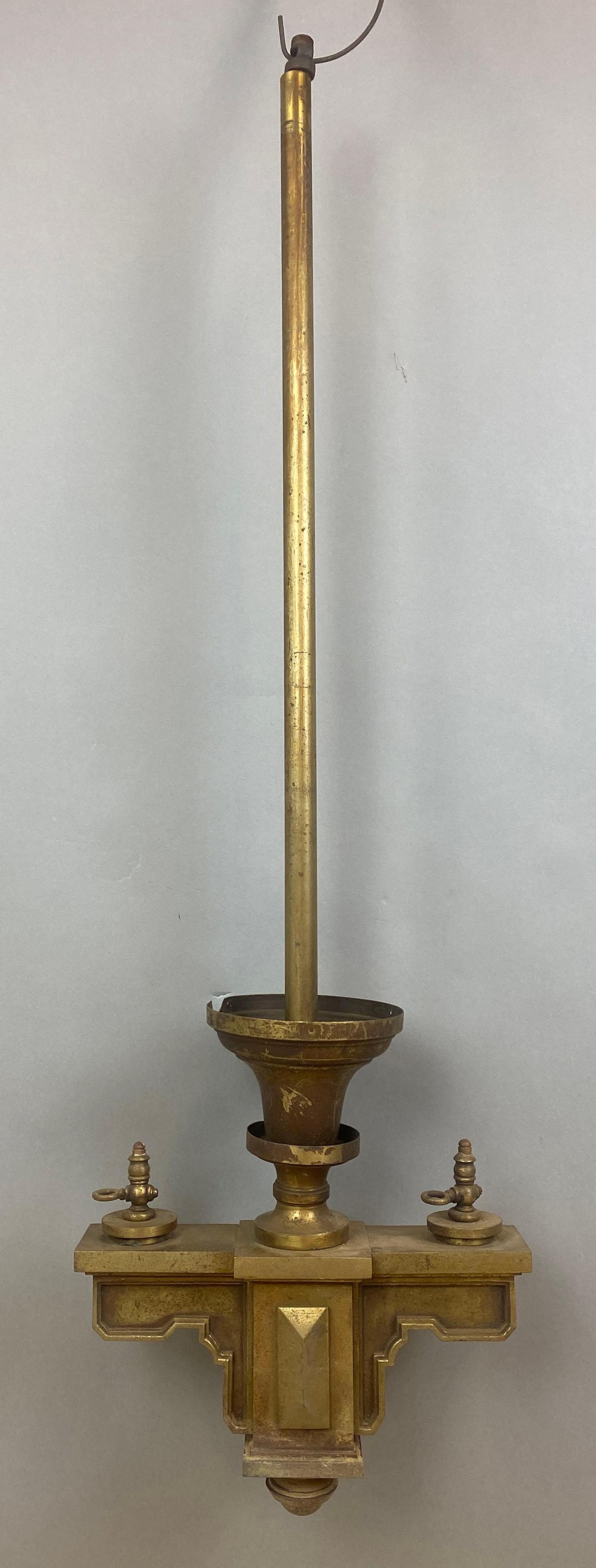 Antique Bronze 2 Bulb Electric and Gas Chandelier (1 of 5)