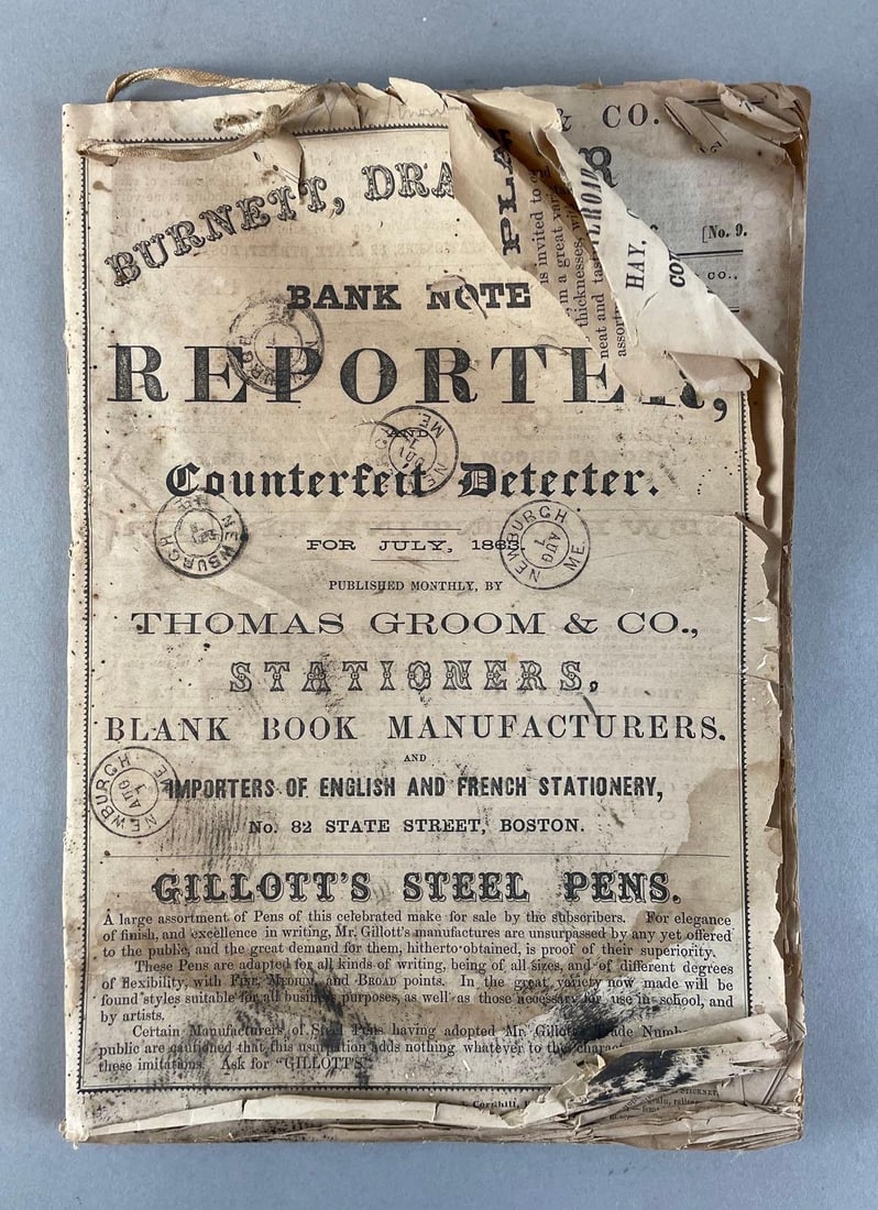 1863 Burnett Drake and Co. Bank Note Reporter Counterfeit Detector (1 of 6)