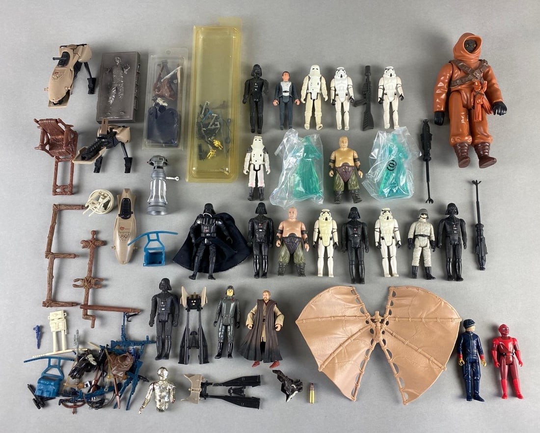 Group of Star Wars Action Figures and Speeder Bikes (1 of 4)