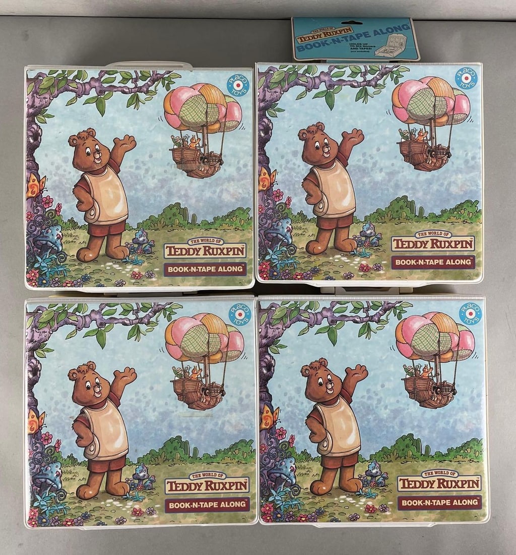 Group of 4 1985 Placo Toys Teddy Ruxpin Book-N-Tape Along Sets (1 of 5)