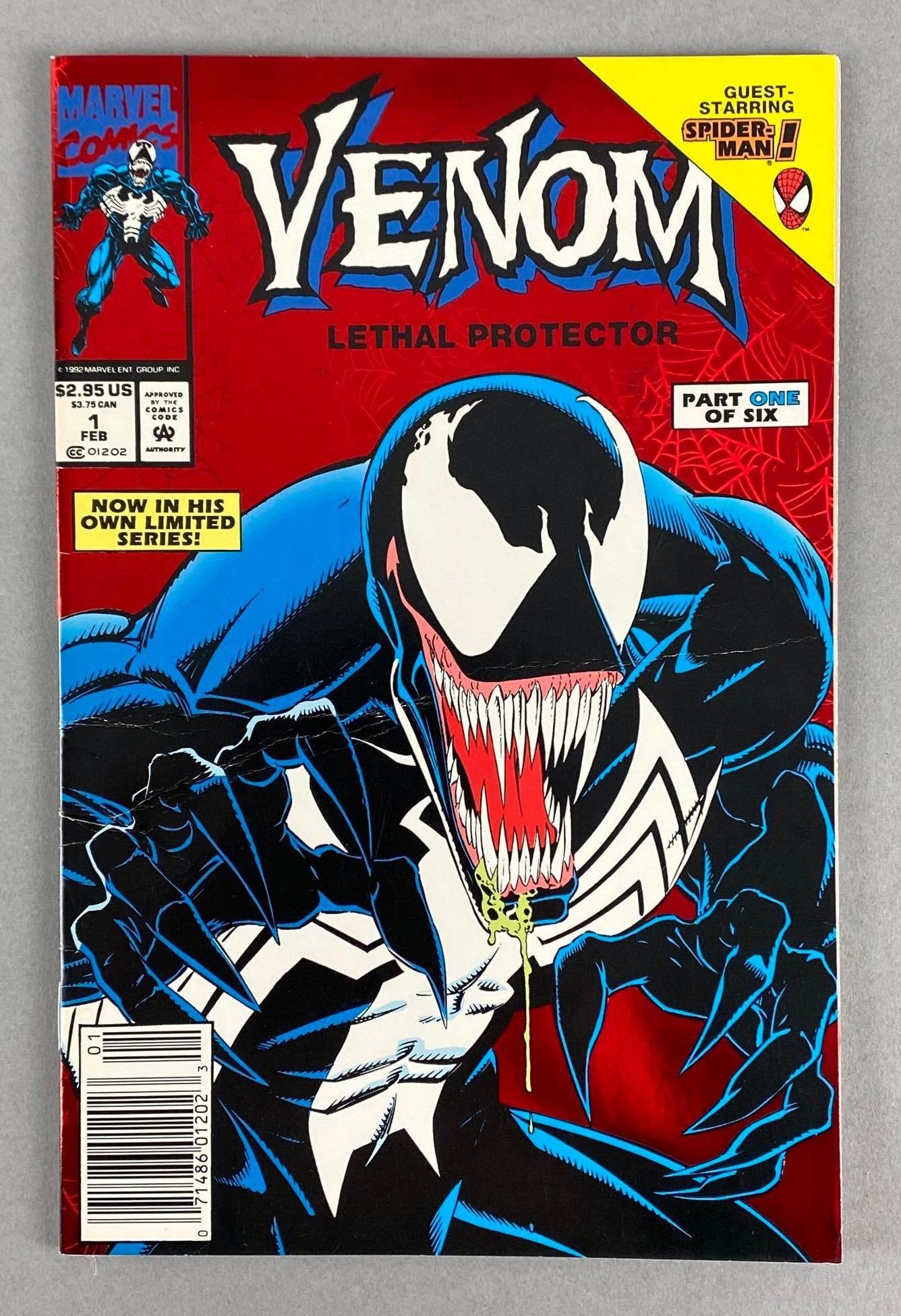 Marvel Comics Venom: Leathal Protector No. 1: February 1993, Modern Age, $2.95, Bagged and boarded, Large crease across center of front cover.