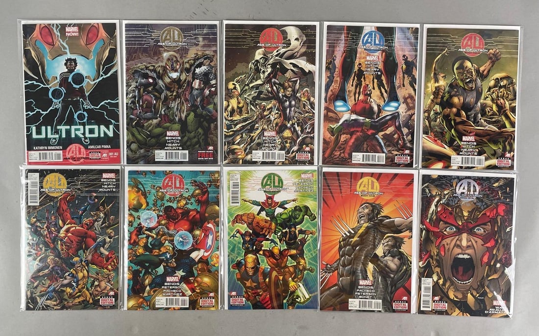 Group of 10 Marvel Age of Ultron Comic Books: 2013 books 1-10. Bagged and boarded