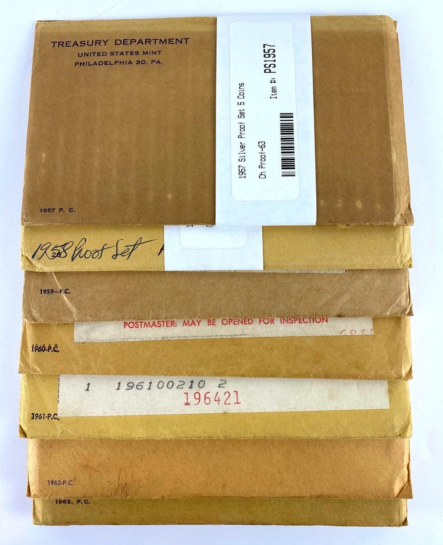 Group of (7) 1957-1964 US Mint Proof Coin Sets (1 of 3)