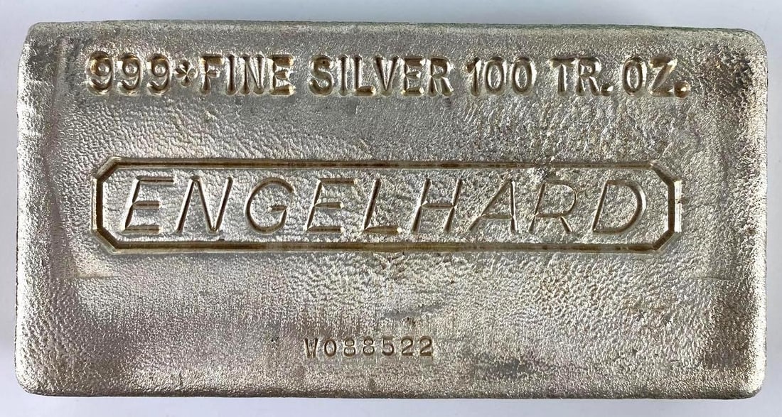 Engelhard Horizontal 100oz. 999 Fine Silver Ingot / Bar (1 of 2)