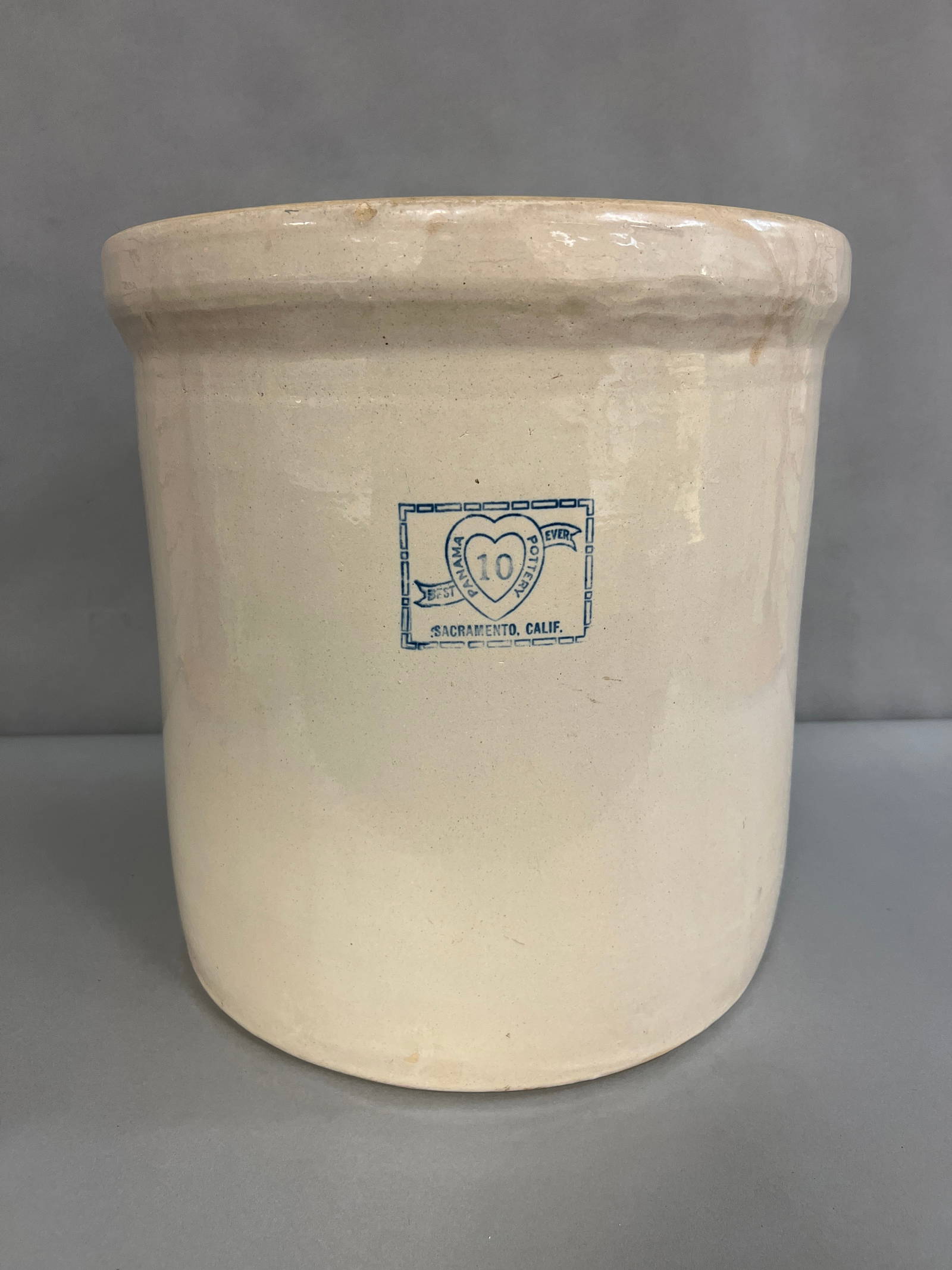 Vintage Sacramento California Panama Pottery 10 Gallon Stoneware Crock