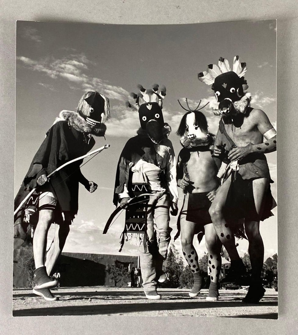 Andre de Dienes Original Silver Gelatin Print Photo Navajo Indians with COA: 1945, Chuck Murphy COA, Photo Andre De Dienes 1401 Sunset Plaza Drive Hollywood, Calif, 90069 printed on back, Measures 10 x 8 3/4 inches.