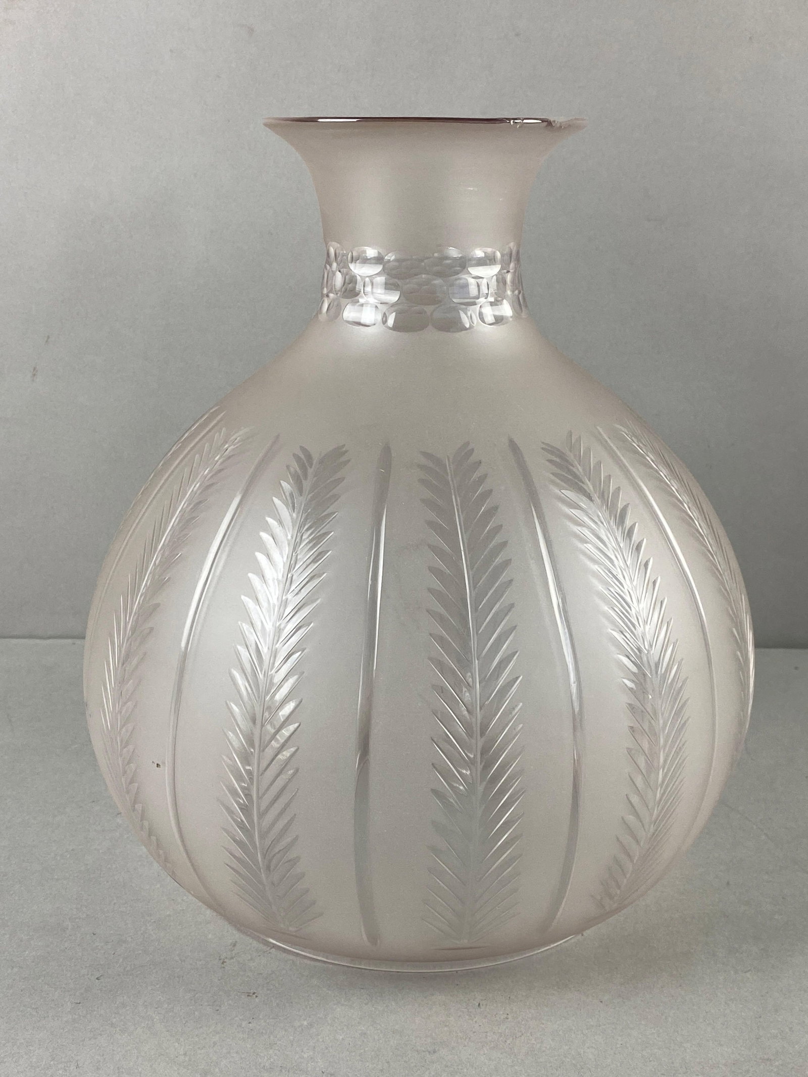 Antique Art Deco Frosted Clear Glass Embossed Lamp Shade: Some marks on face. Measures 10 1/2 x 9 x 9 inches.