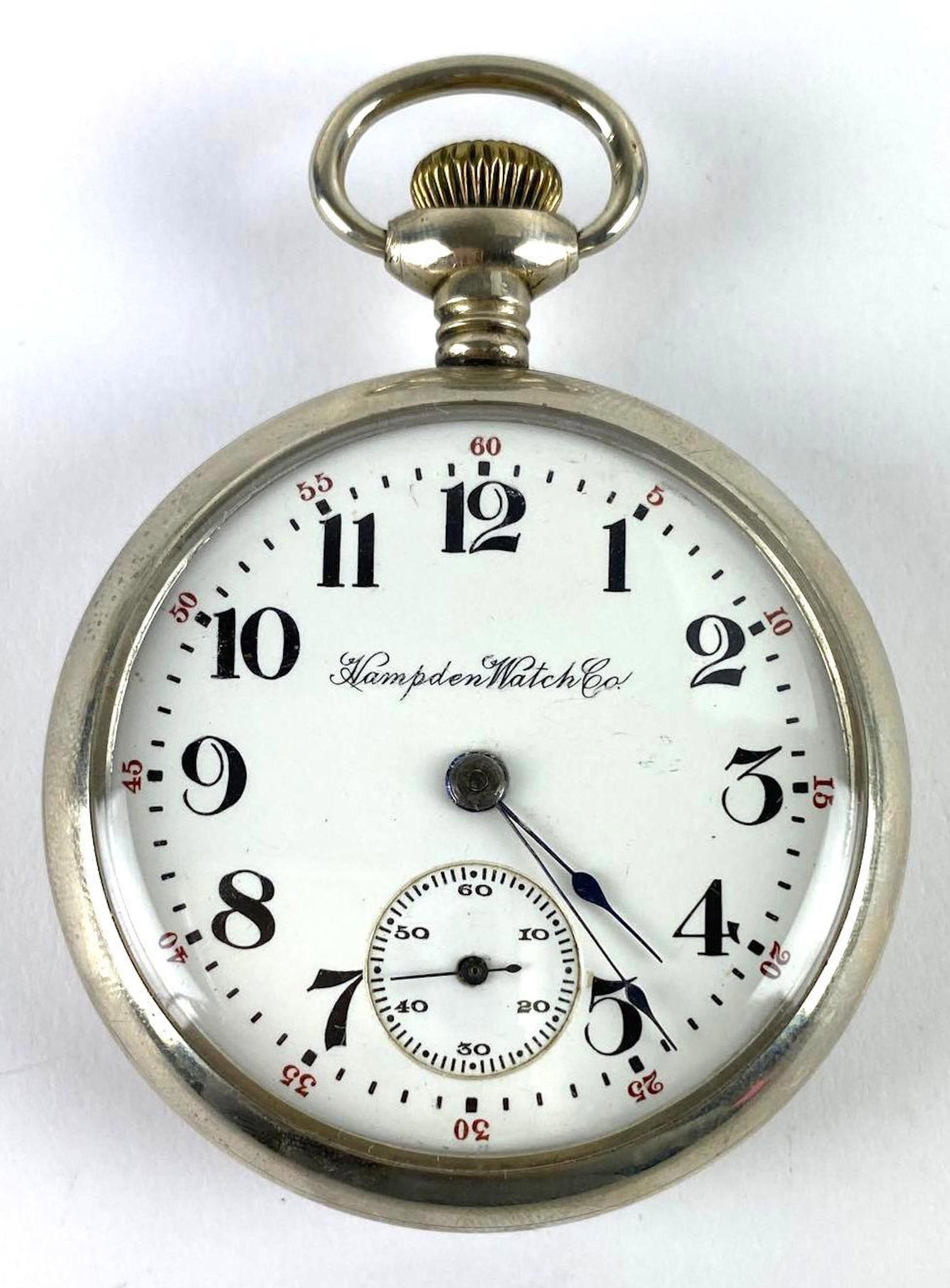 Vintage Hampden Watch Co. Silverode Open Face Pocket Watch: In working condition, Canton OH, 17 jewels, #3102218, measures 2.121 inches across