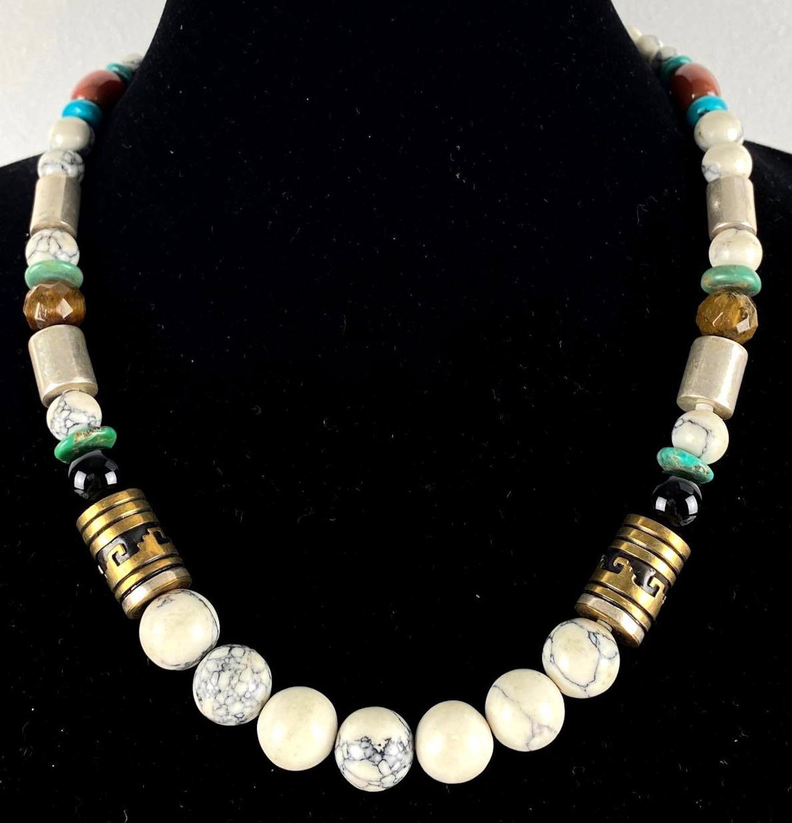 Signed Thomas Singer Native American Beaded Necklace: Susie Tso beads, 21 1/2 inches long
