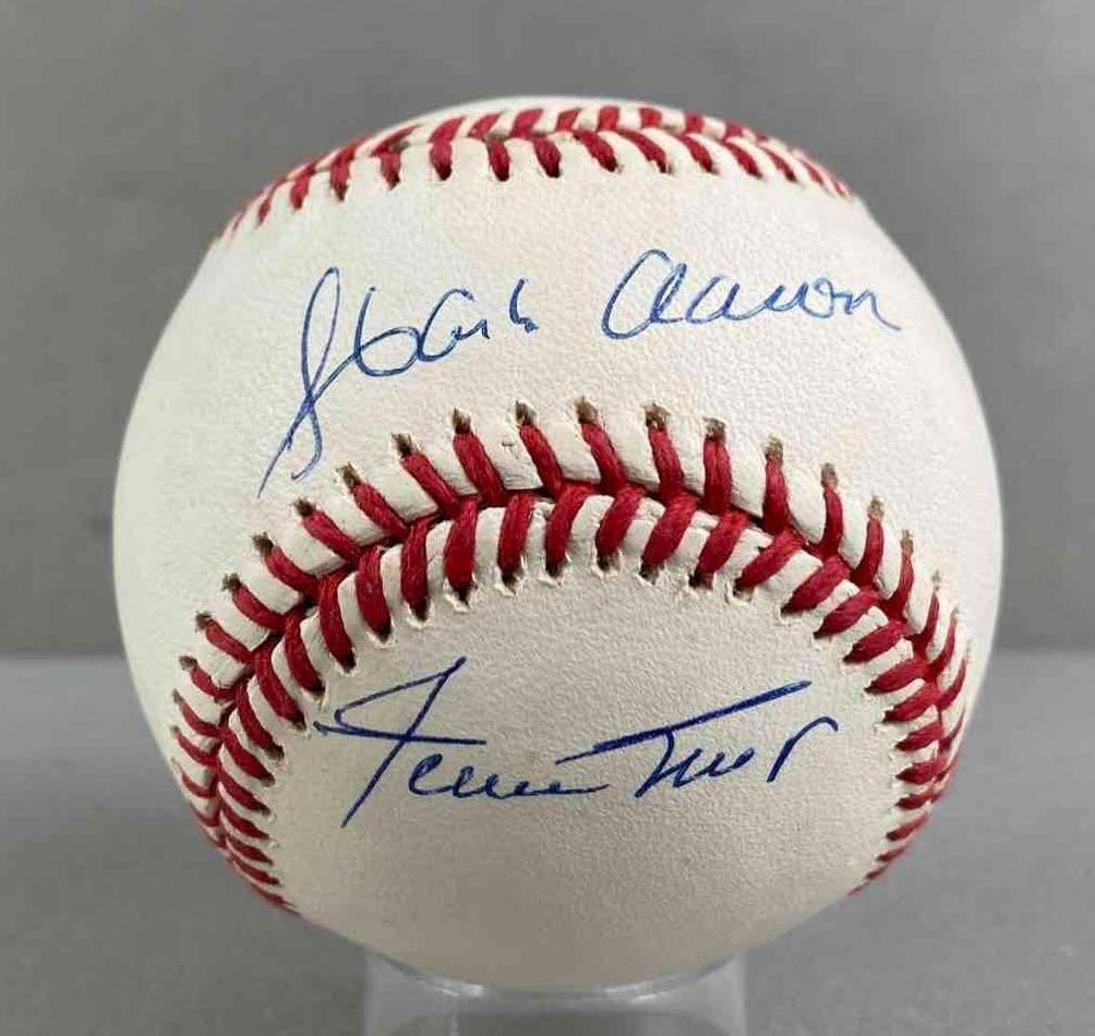 Hank Aaron and Willie Mays Signed Baseball with JSA COA (1 of 3)