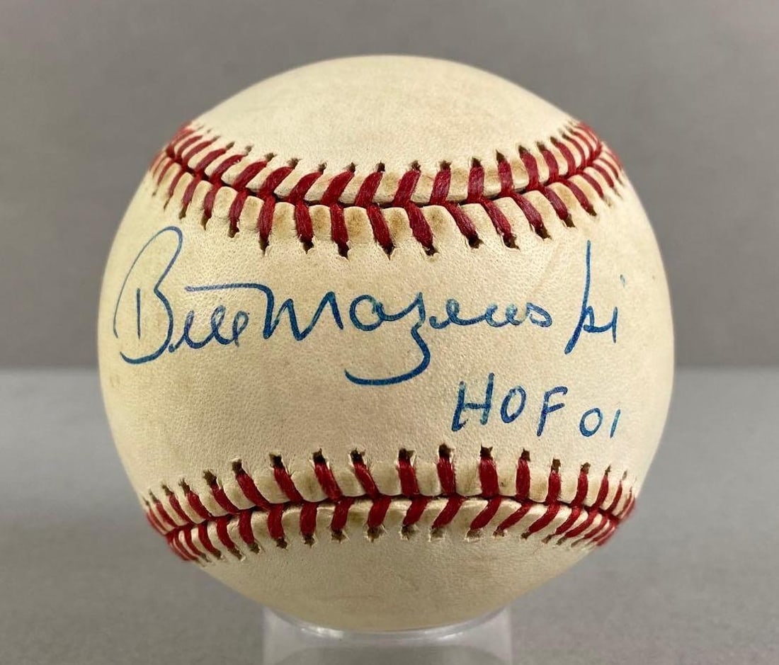Bill Mazeroski Signed Baseball with Inscription HOF 01 and COA (1 of 3)
