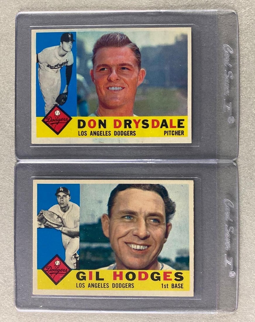 1960 Topps Don Drysdale and Gil Hodges Cards (1 of 2)