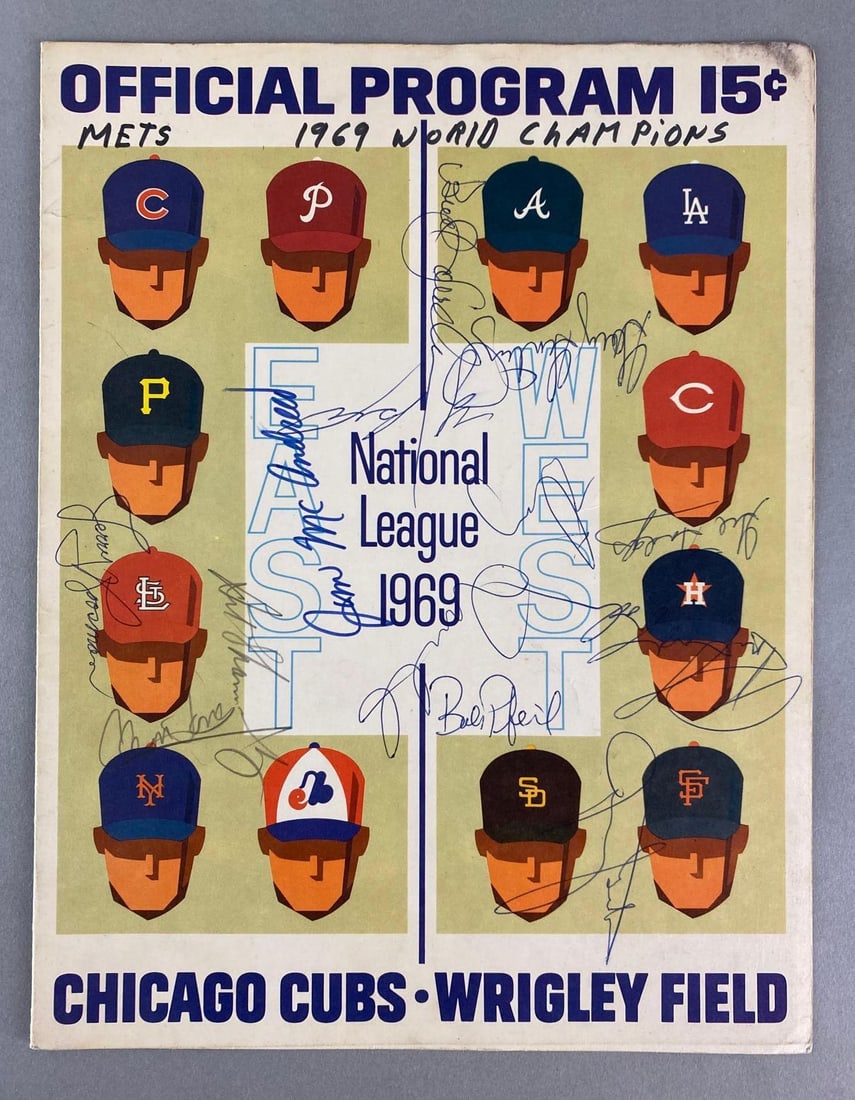 1969 Chicago Cubs Program Signed by 12 New York Mets Including Gil Hodges (1 of 3)