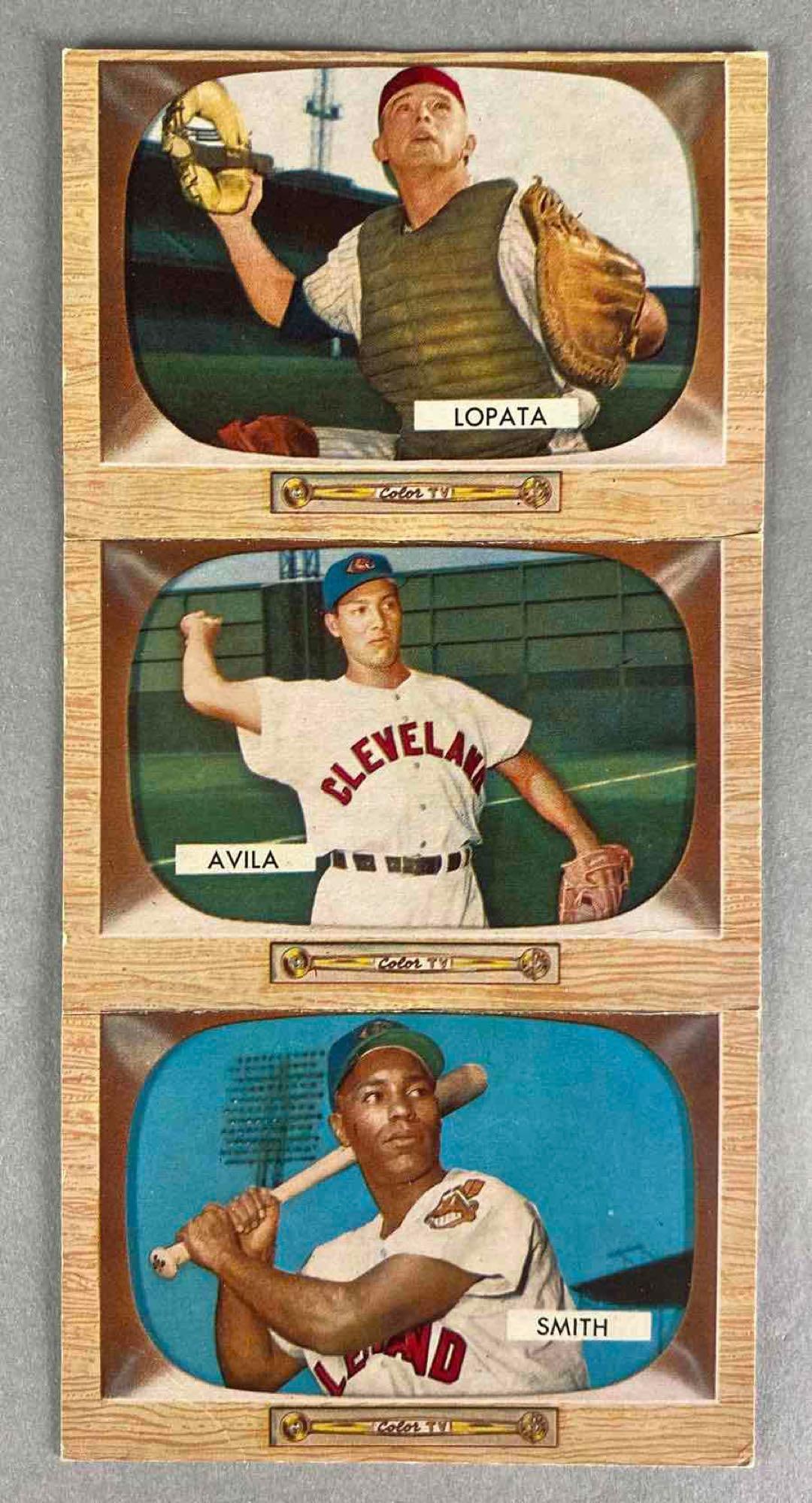 Rare 1955 Bowman Advertising Panel Strip Lopata, Avila, and Smith (1 of 2)