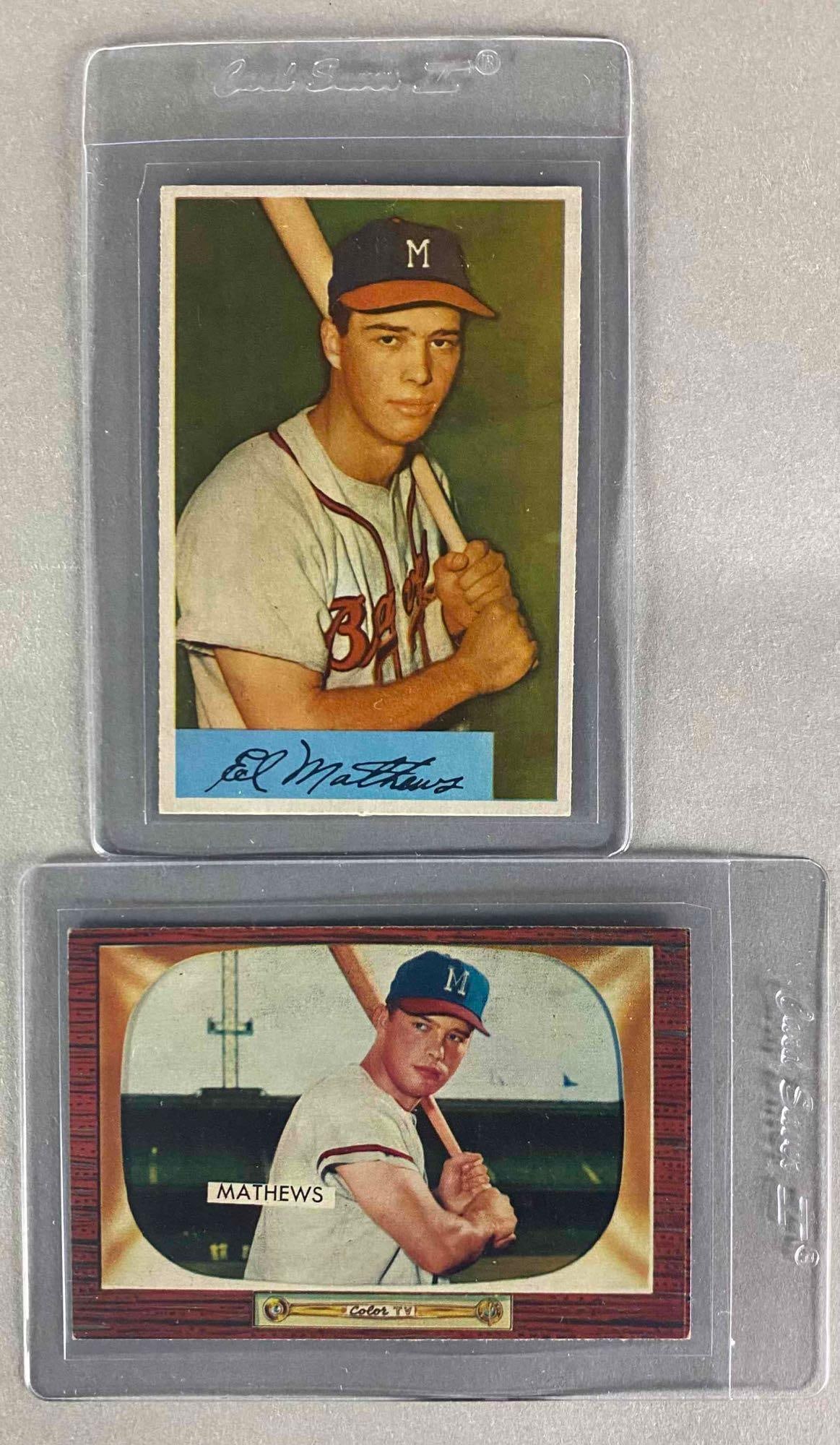 1954 and 55 Bowman Ed Mathews Cards (1 of 2)