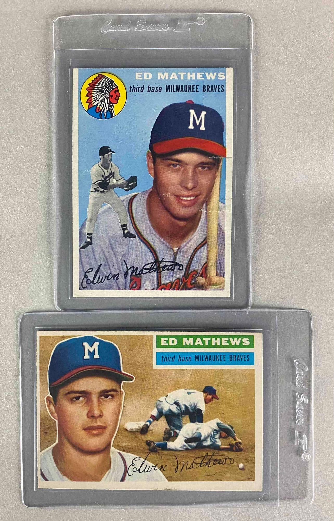 1954 and 56 Topps Ed Mathews Cards (1 of 2)