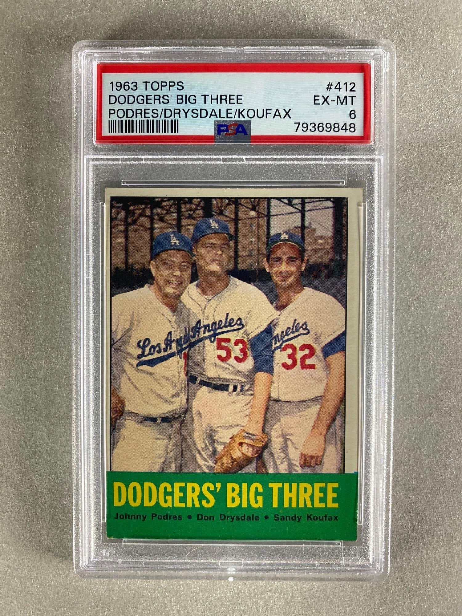 1963 Topps Dodgers Big Three #412 PSA 6 (1 of 2)
