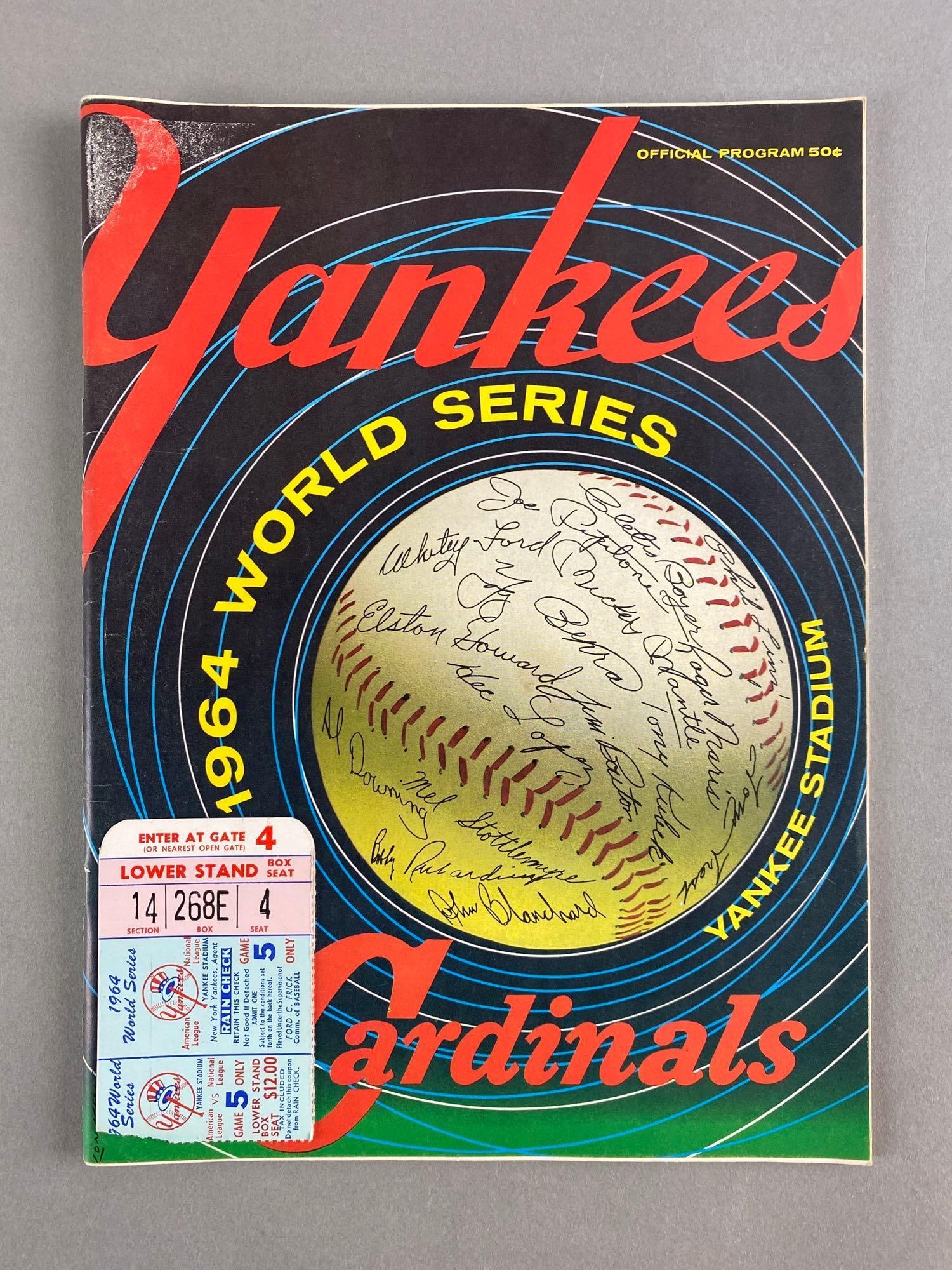 1964 Yankees World Series Program Yankees vs Cardinals with Ticket Stub: 1964 Yankees World Series Program Yankees vs Cardinals with Ticket Stub