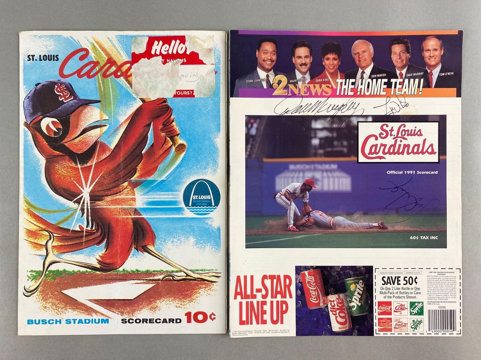 1964 St. Louis Cardinals Ball-B-Que Scorecards with 24 Signature + 1991 Scorecard with Signatures (1 of 5)
